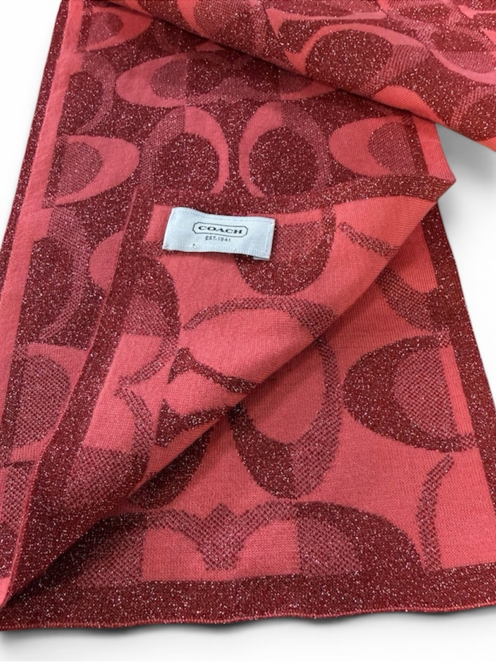 NWOT! Coach Monogrwm Logo Wool Blend Metallic Scarf